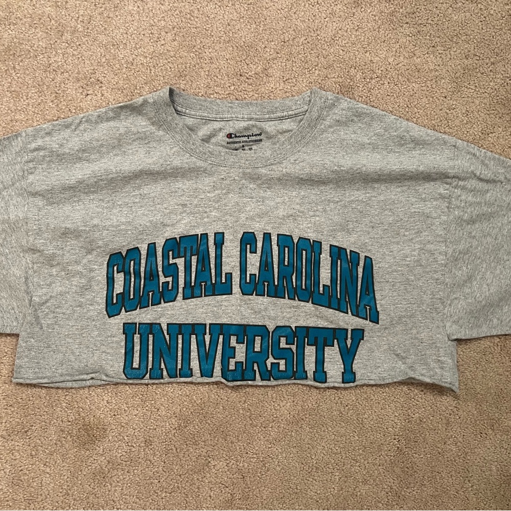 Gray Coastal Carolina University Crop Top